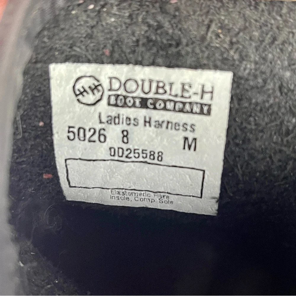 DOUBLE H BOOT CO. LADIES HARNESS 5026 ALMOND TOE SHORT LEATHER MOTORCYCLE BOOTS - Picture 13 of 14